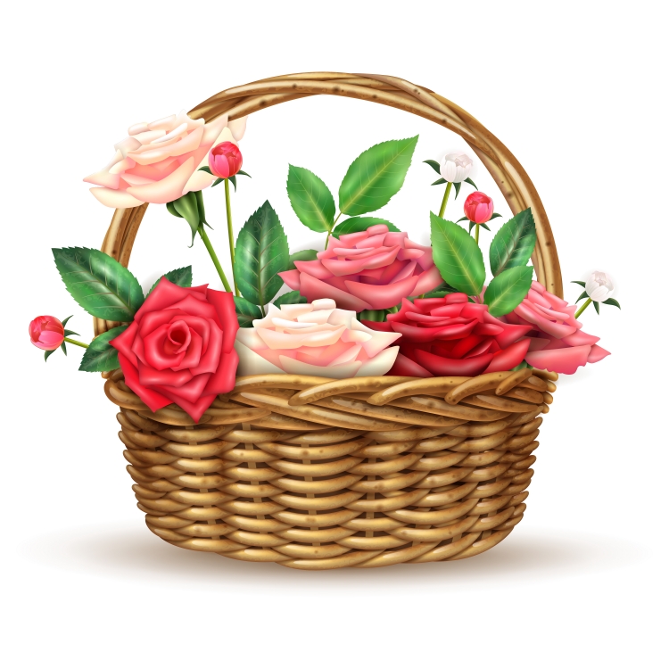 Корзинка с цветами вектор