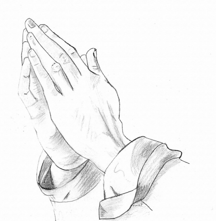 Руки сложенные в молитве рисунок