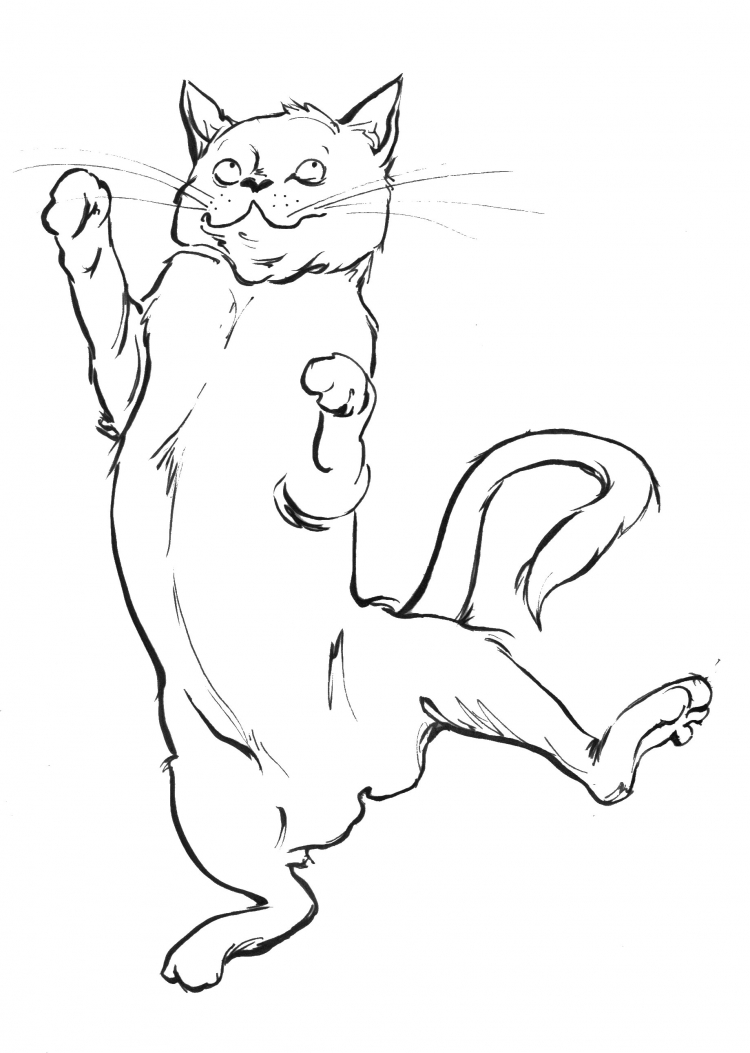 Кот в прыжке рисунок