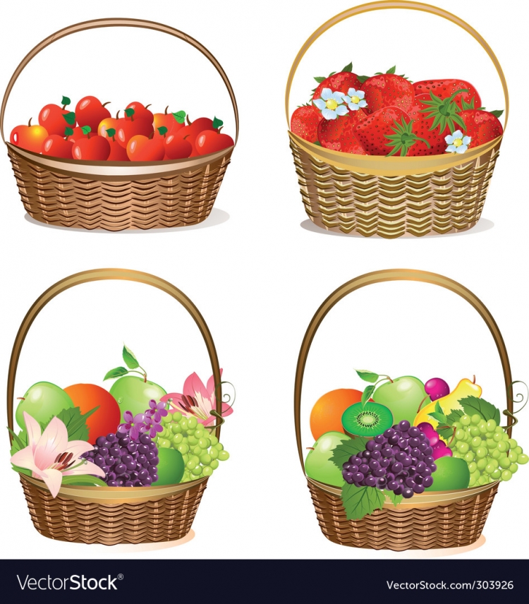 Корзинка с фруктами вектор