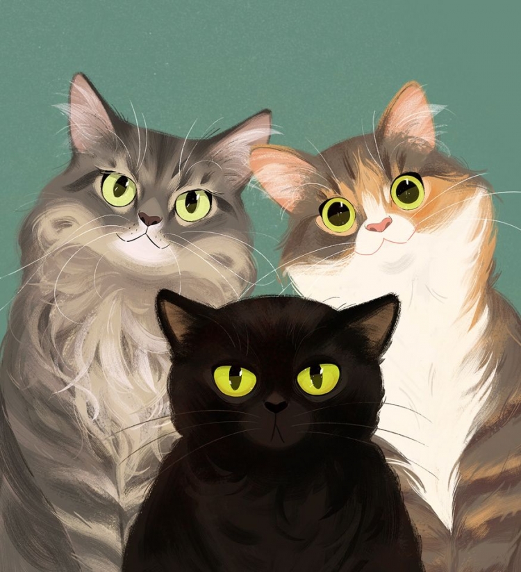 Семья котов рисунок