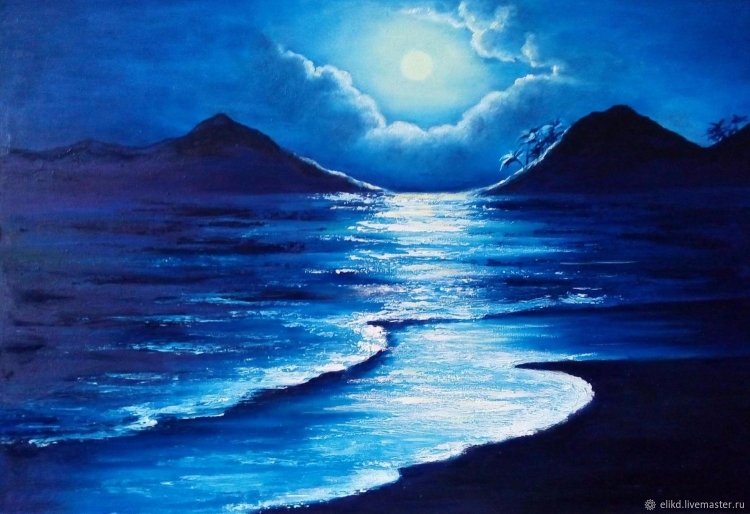 Ночное море рисунок