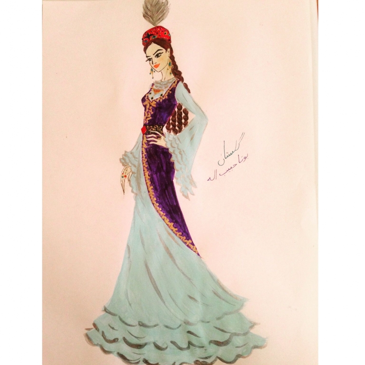 Казахский национальный костюм рисунок