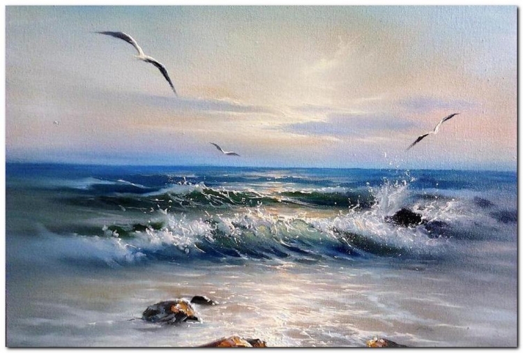 Рисунок чайки над морем