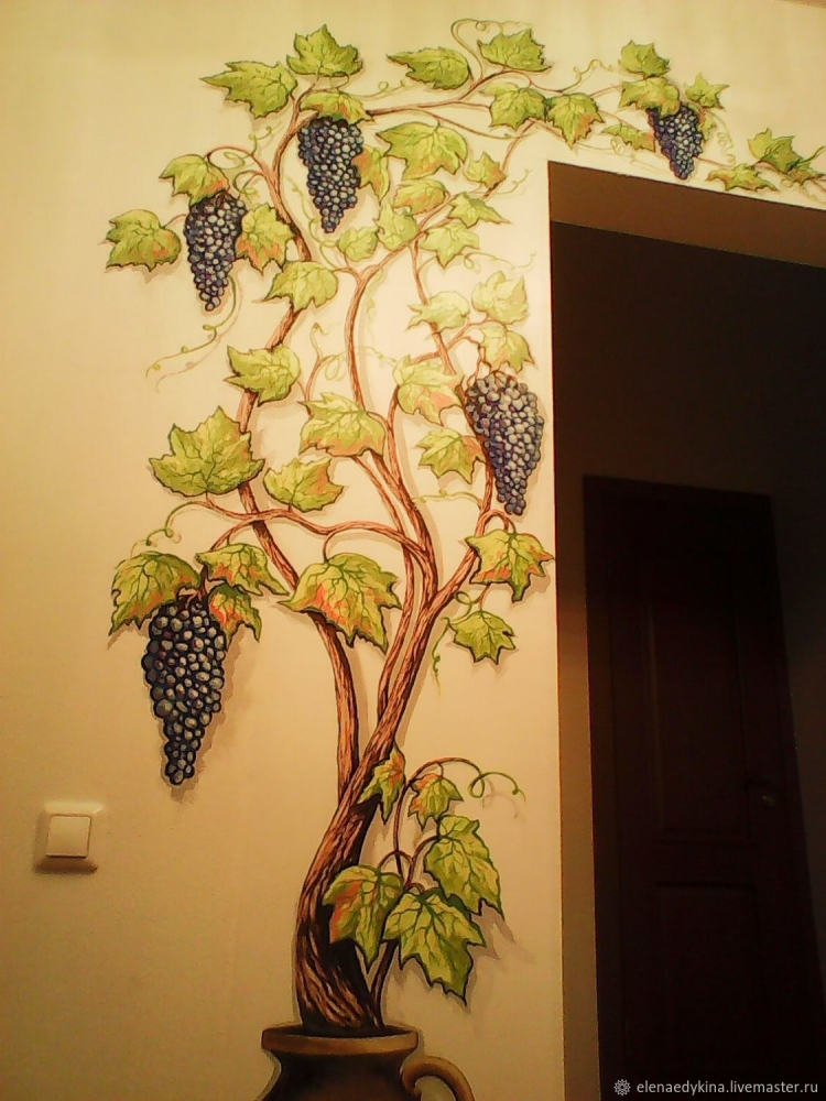 Виноградная лоза рисунок на стене