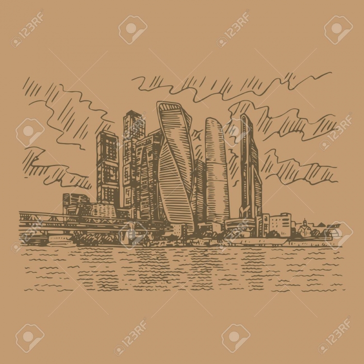 Москва Сити скетч