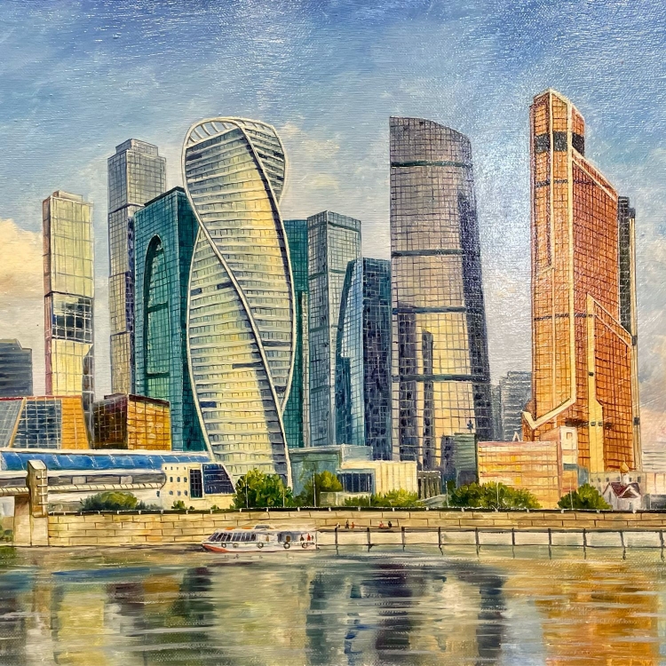 Москоу Сити картина маслом