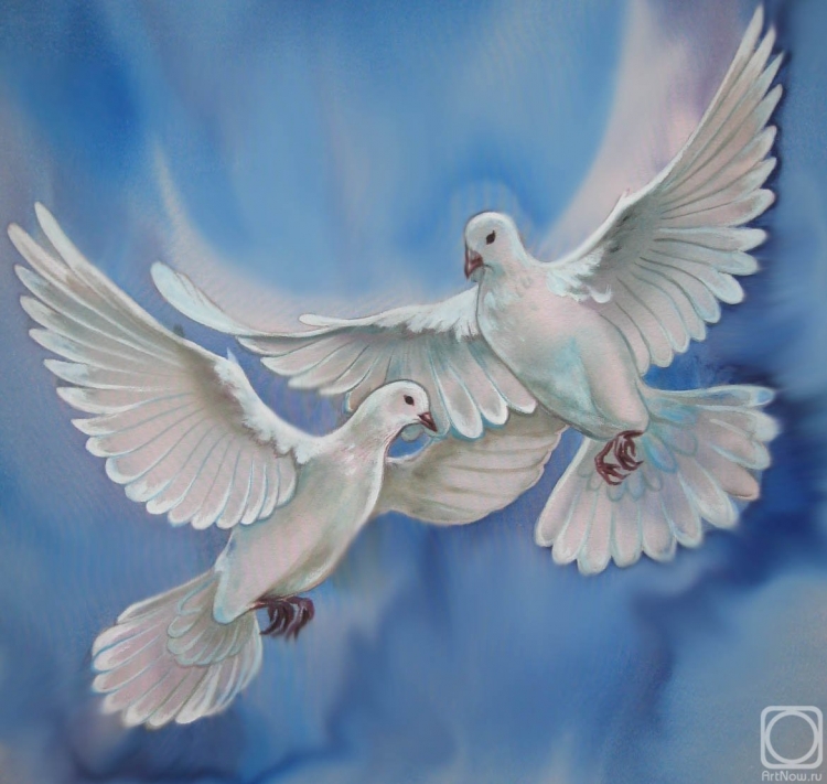 Нарисованный белый голубь