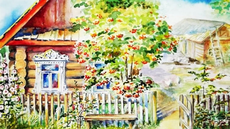 Деревенские дома рисунки