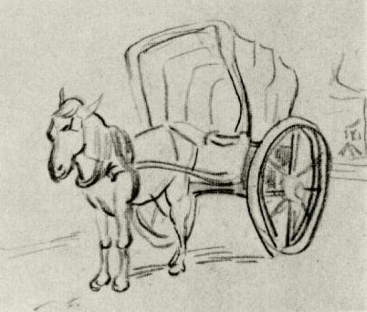 Лошадь с повозкой рисунок