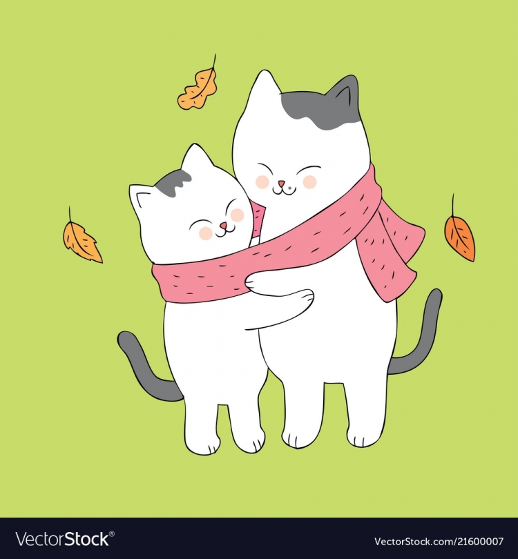 Котики обнимаются мультяшные