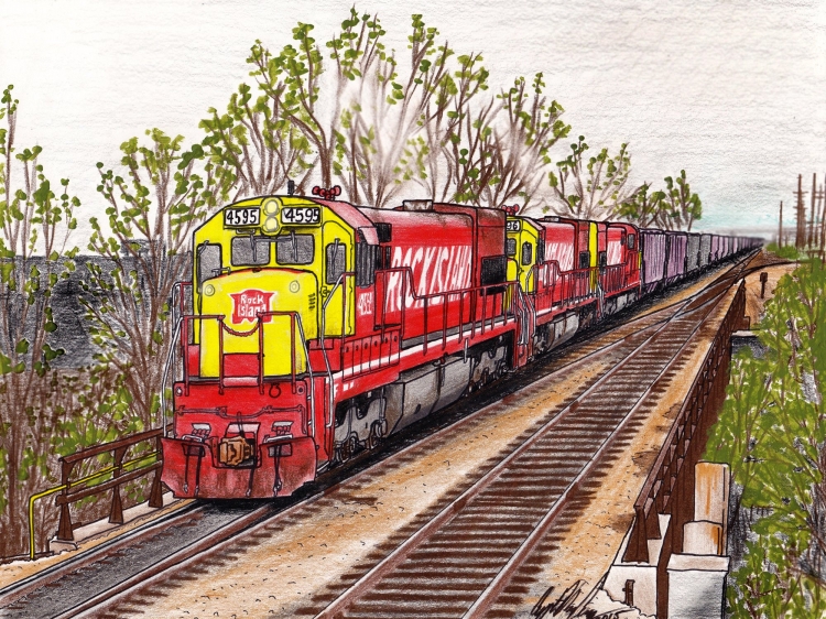 Грузовой поезд рисунок
