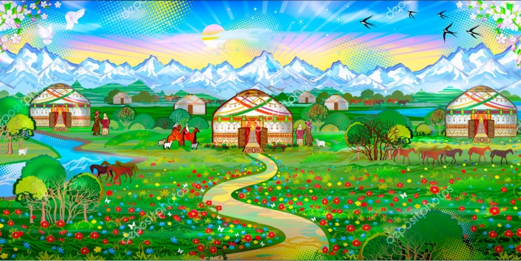Юрта и природа рисунок