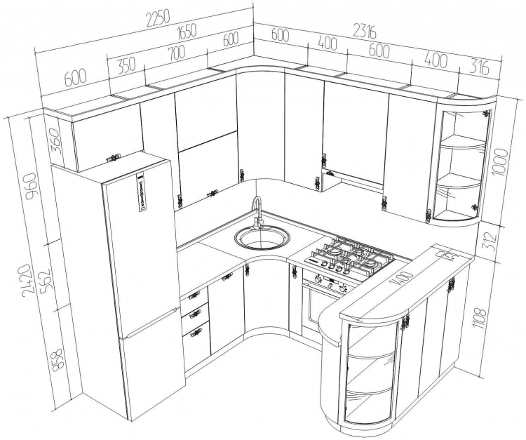 Угловые кухонные гарнитуры для маленькой кухни — каталог фото производителя «ЗОВ»