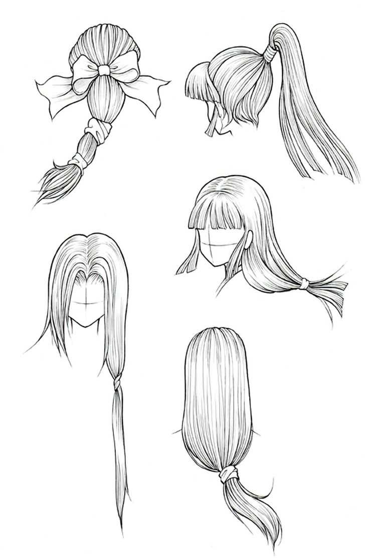 Как нарисовать волосы аниме - 34 фото