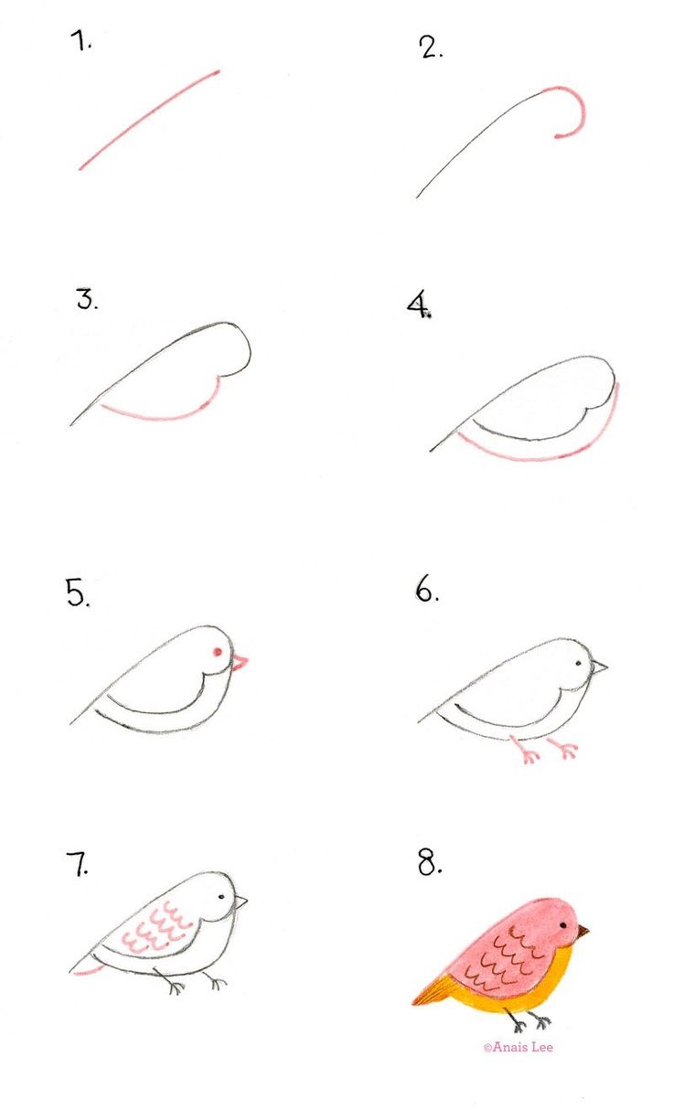 Как нарисовать птичку легко