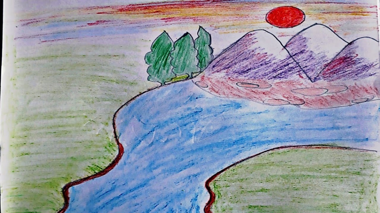 Рисунок показывающий красоту реки озера или моря