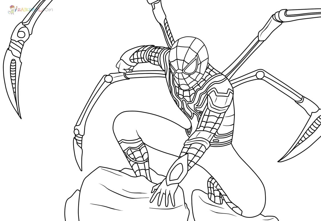 Раскраска человек паук с щупальцами