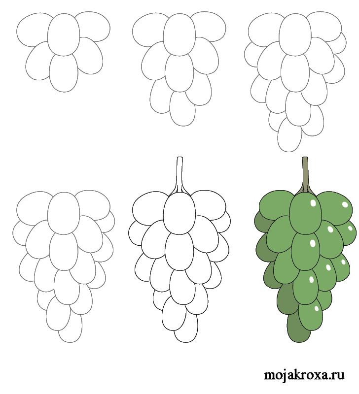 Как нарисовать виноград цветными карандашами