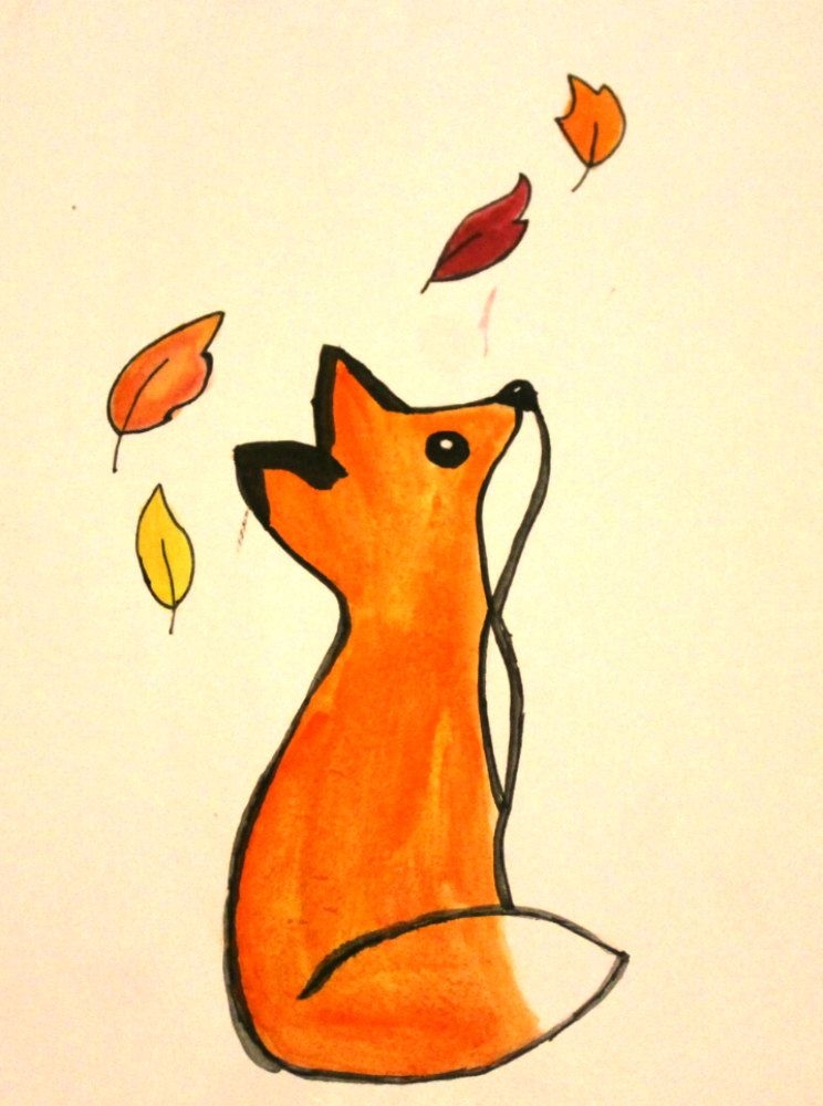 Картинки лисы для срисовки карандашом