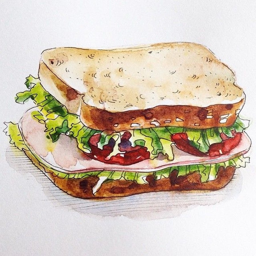 Фуд рисунок. Рисунки еды. Скетч бутерброд. Бутерброд акварелью. Скетчинг бутерброд.