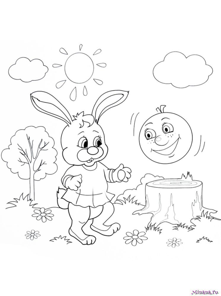 Раскраска Колобок для детей 3-4 лет