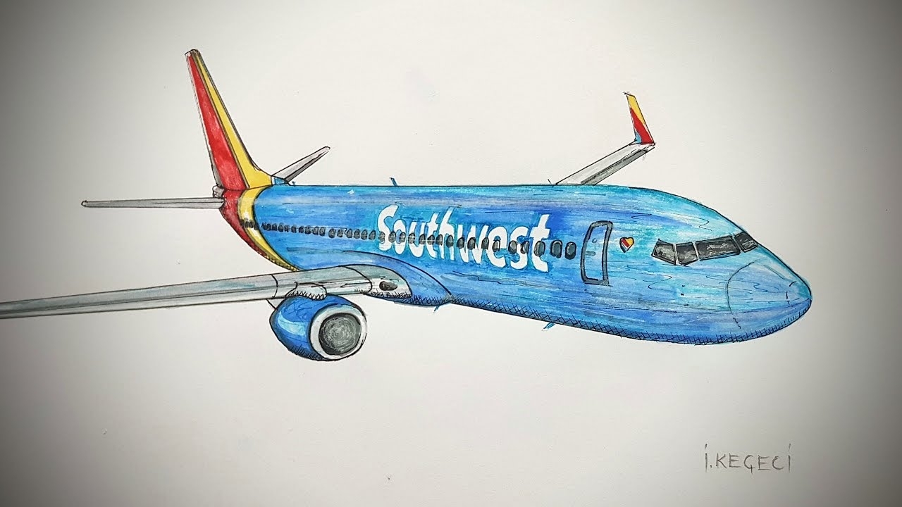 Самолет детский рисунок карандашом