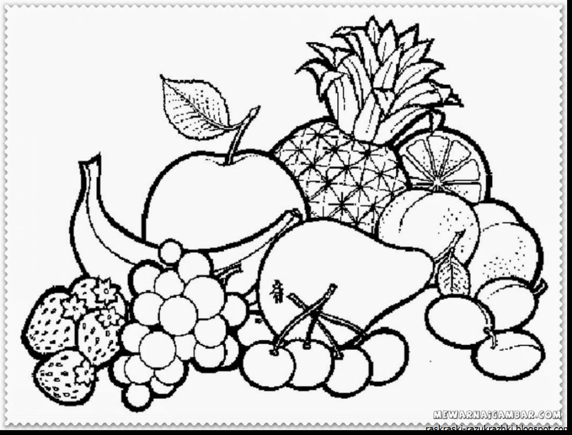 Раскраски фрукты скачать и распечатать бесплатно