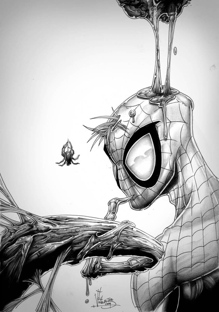 Человек-паук пытается снять с себя симбиота Венома — Арт картинки