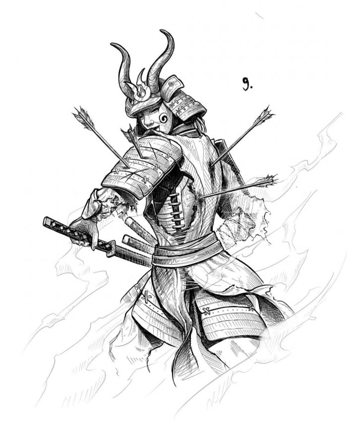 Эскиз самурай