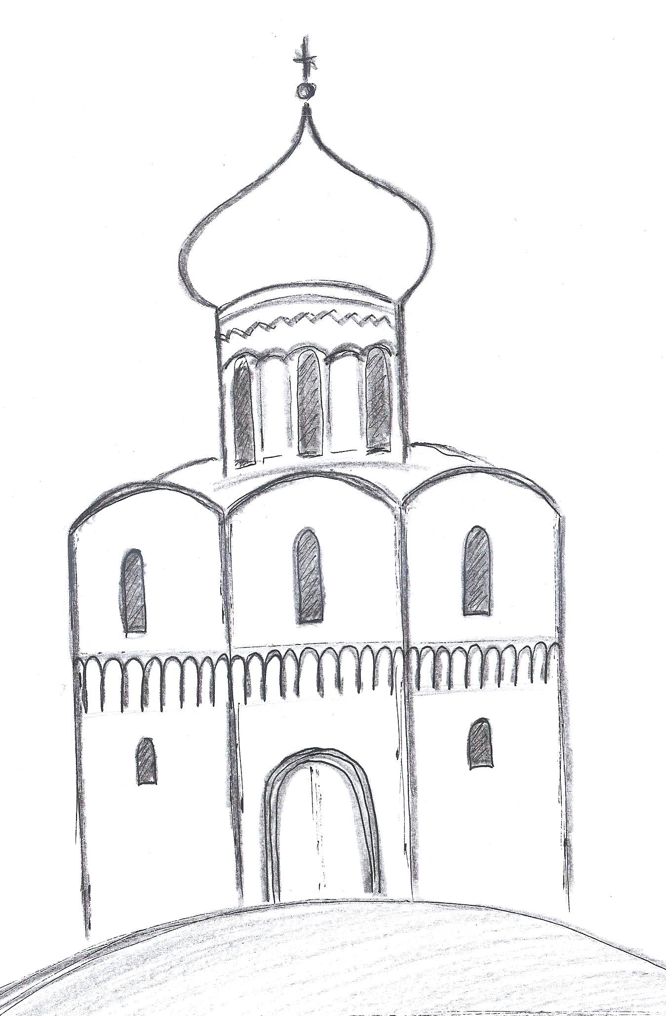 Как нарисовать церковь с куполами для детей поэтапно - мастер-класс гуашь?