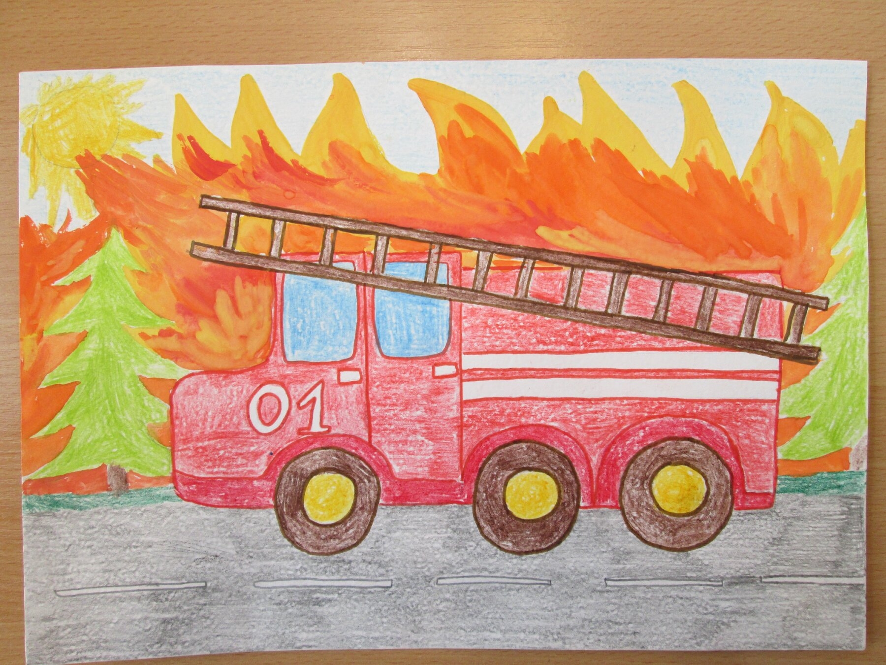 Пожарная машина рисунок детский рисунок (54 фото) » рисунки для срисовки на l2luna.ru