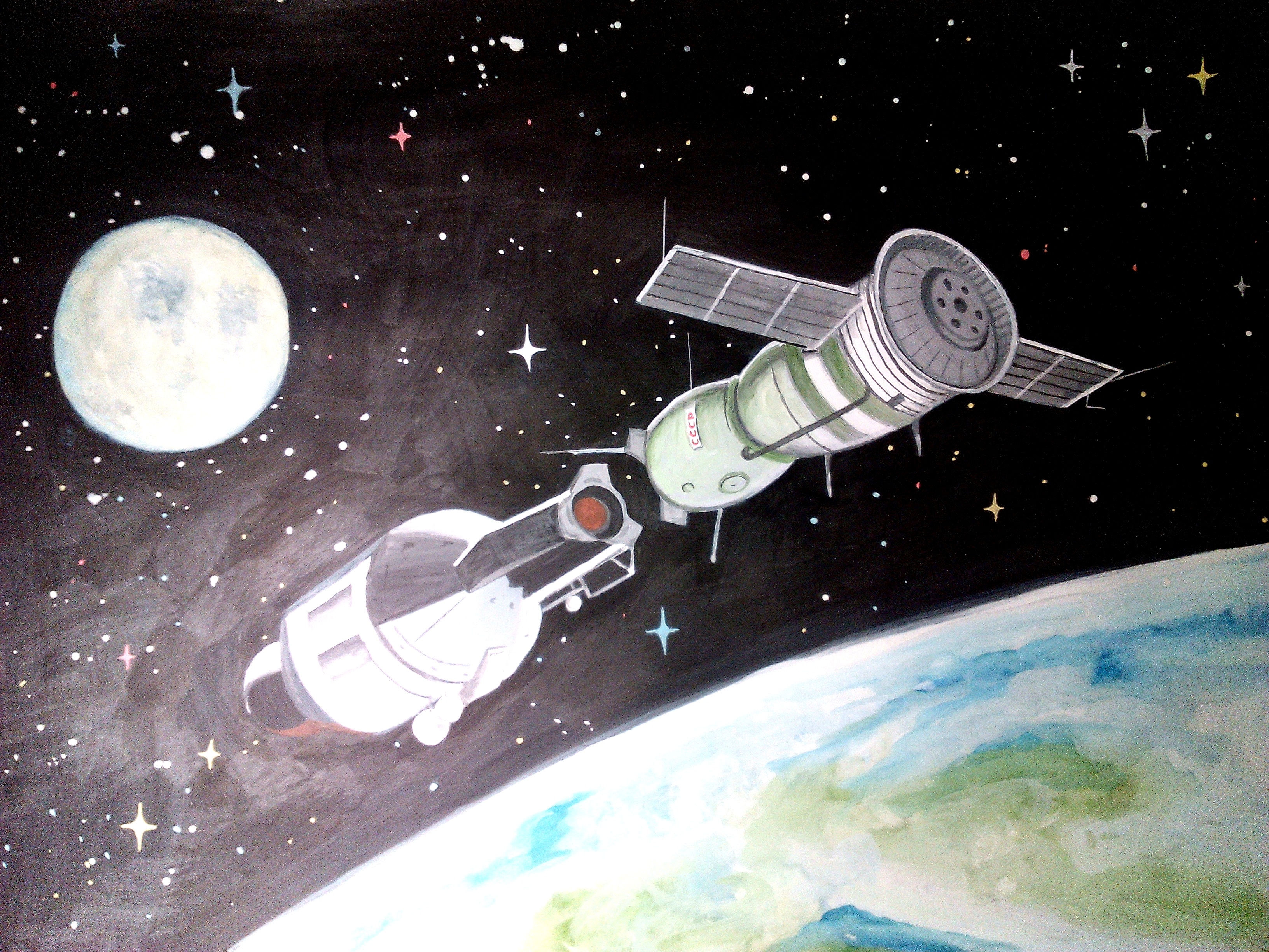 День космонавтики спутники. Рисунок на тему космос. Космический Спутник рисунок. Рисунок спутника в космосе для детей. Космический корабль в космосе рисунок.