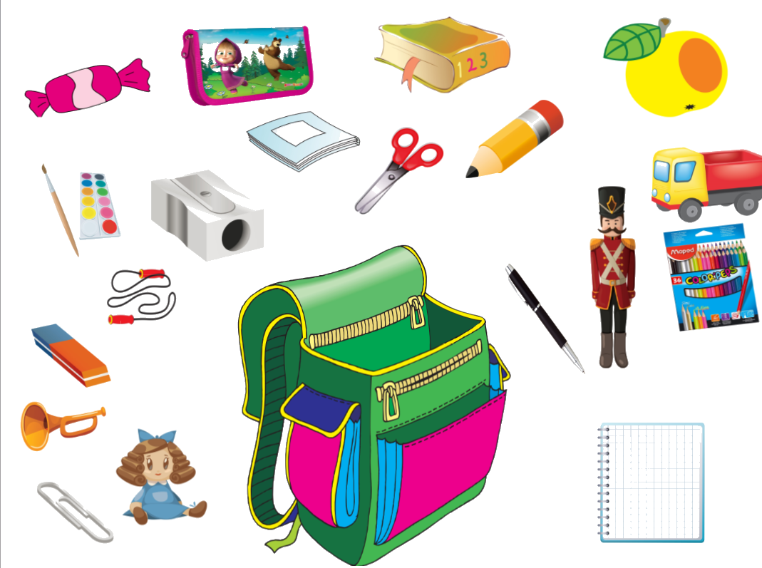 Какие предметы оставили. Школьные принадлежности и игрушки. Собери рюкзак в школу. Собери школьные принадлежности в портфель. Принадлежности для детских игр.