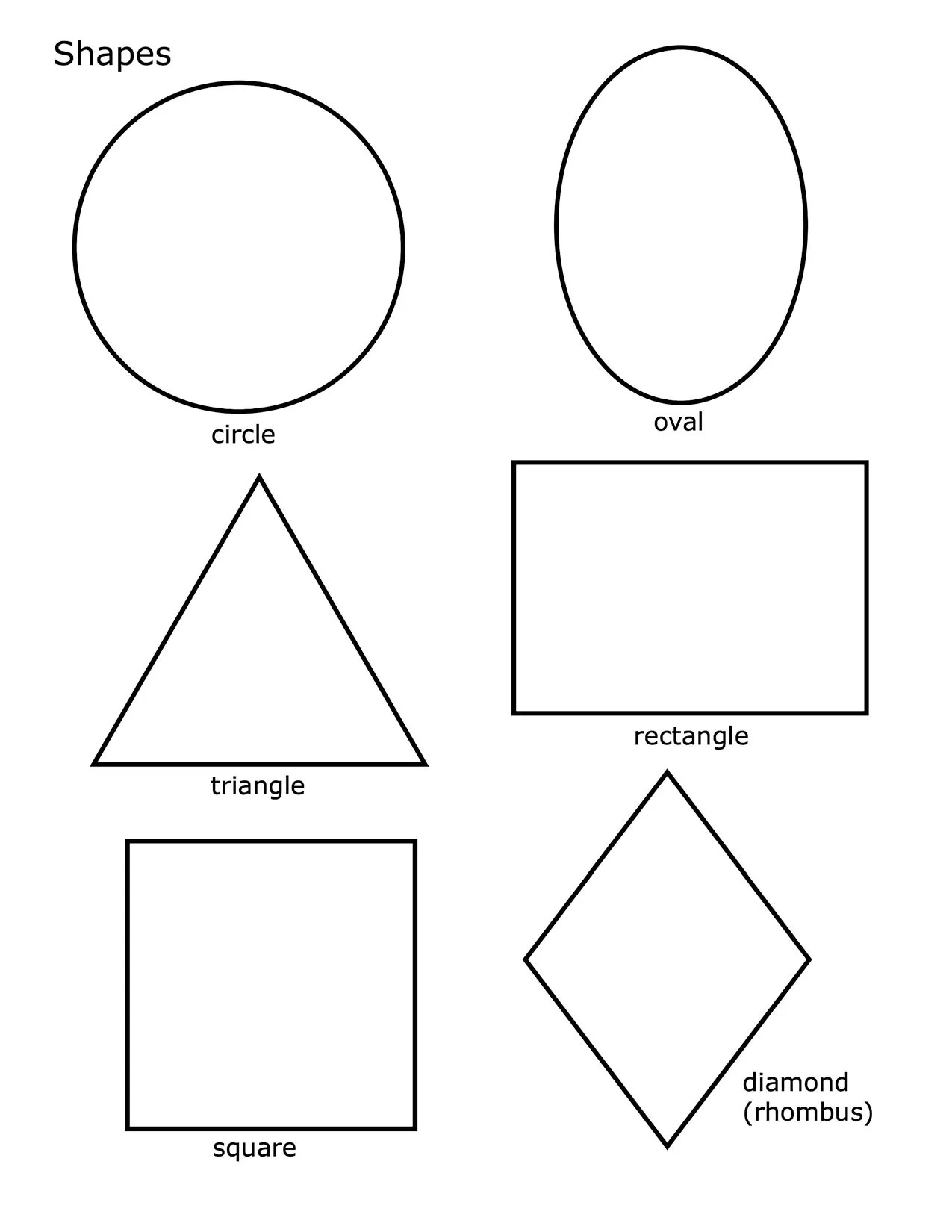 Геометрические фигуры: круг, треугольник, прямоугольник, квадрат.