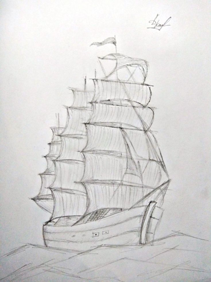 Рисунок корабля пошагово