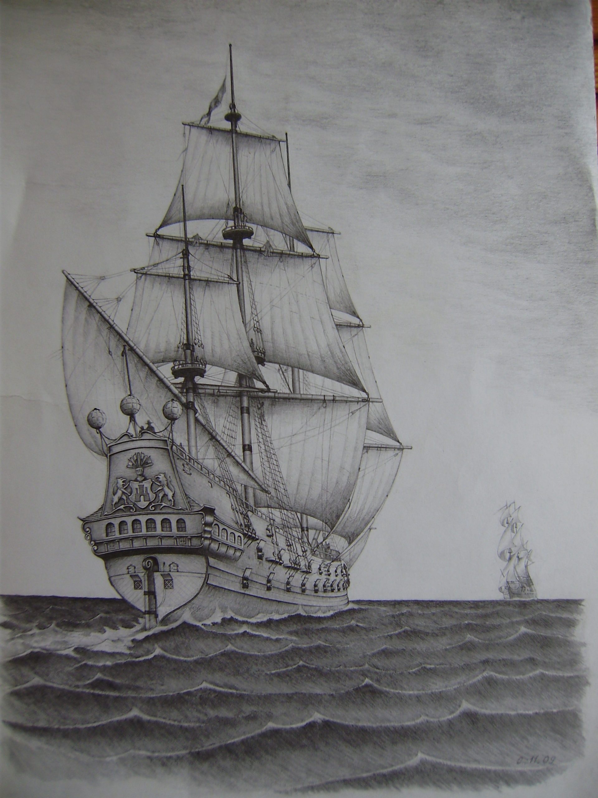 Как нарисовать Парусный Корабль. Урок рисования для детей от 4 лет