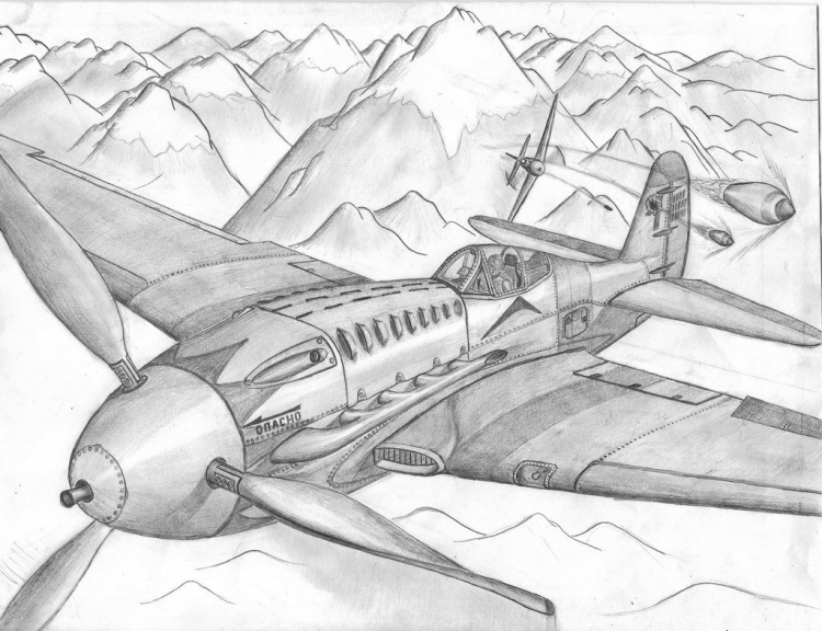 Нарисовать военный самолет