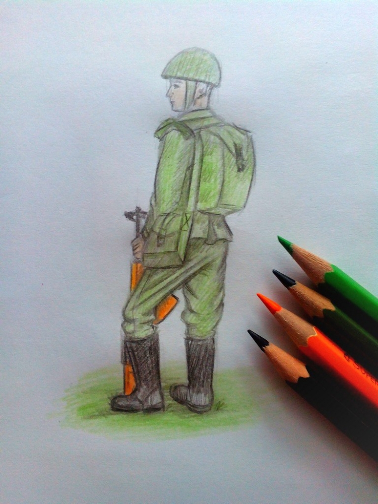 Солдат рисунок карандашом