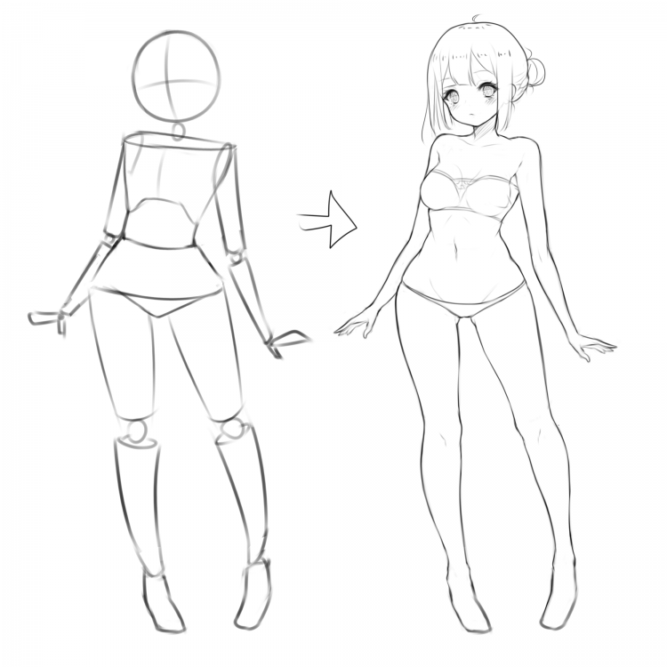 Как нарисовать аниме тело девушки