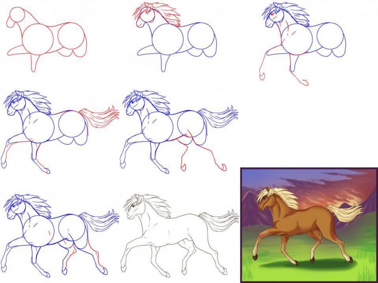 Как нарисовать лошадь для детей