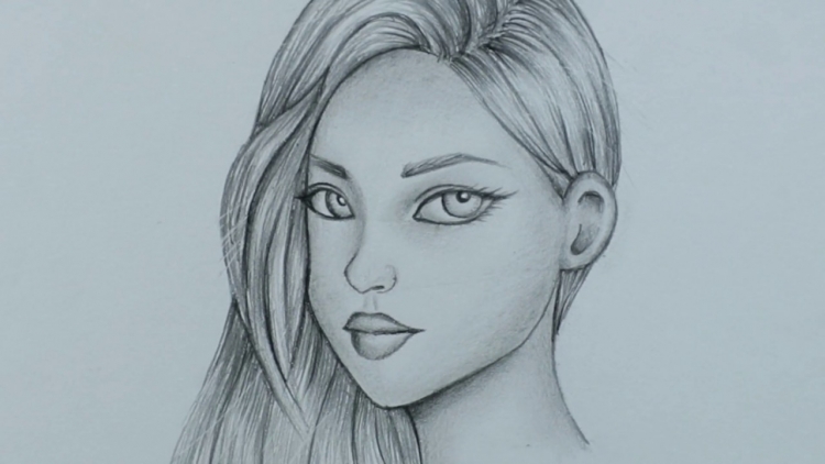 Рисунок девушки карандашом