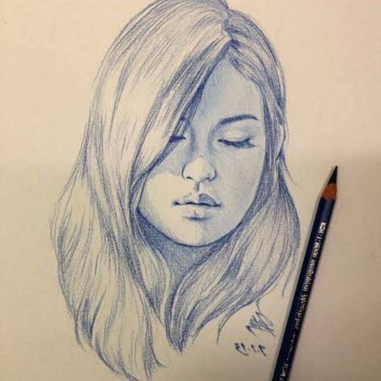 Рисунок девушки карандашом