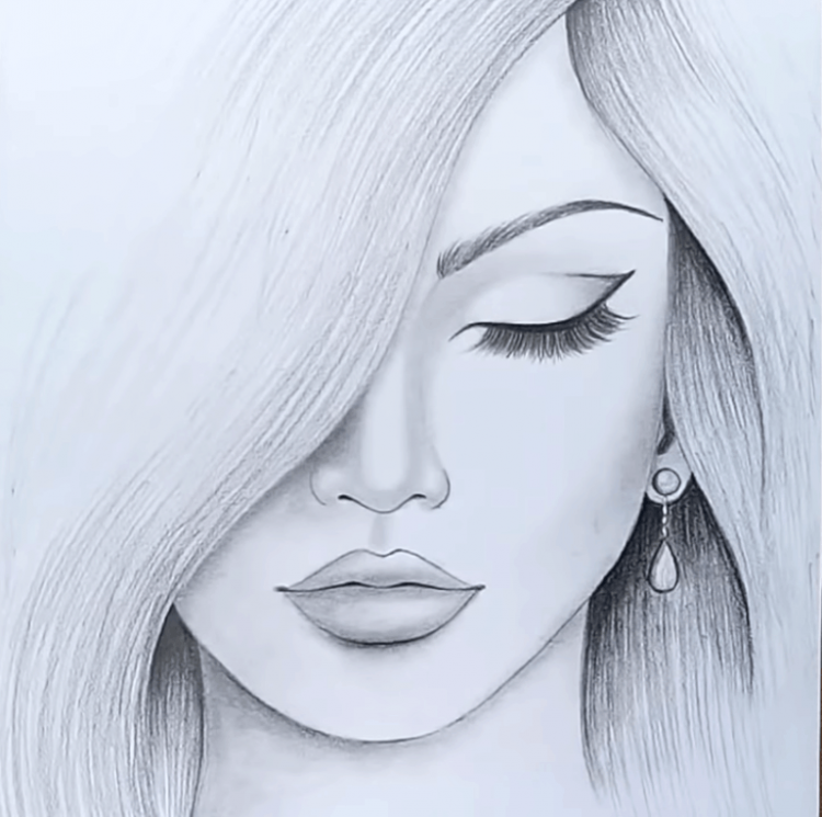 Рисунок девушки карандашом