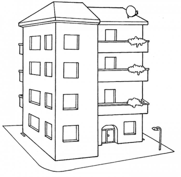 Как нарисовать дом многоэтажный