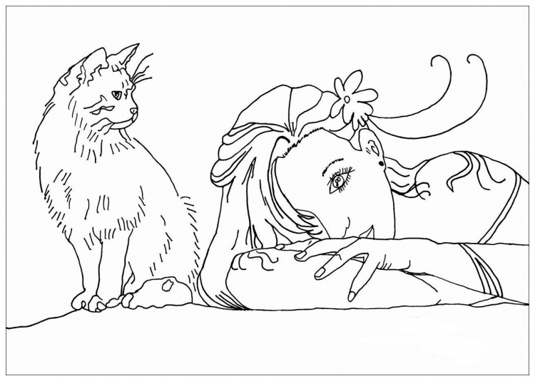 Раскраска кошка Лана