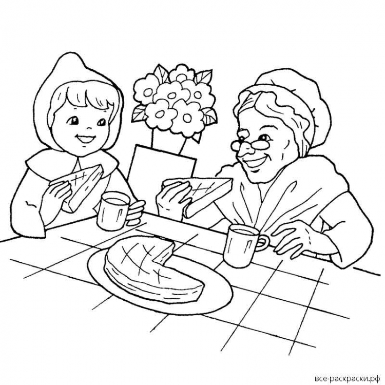 Раскраска бабушка и внучка
