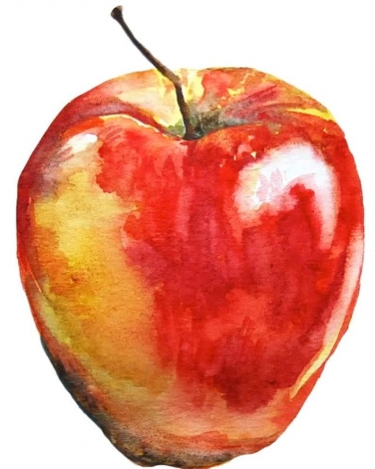 Как нарисовать яблоко акварелью