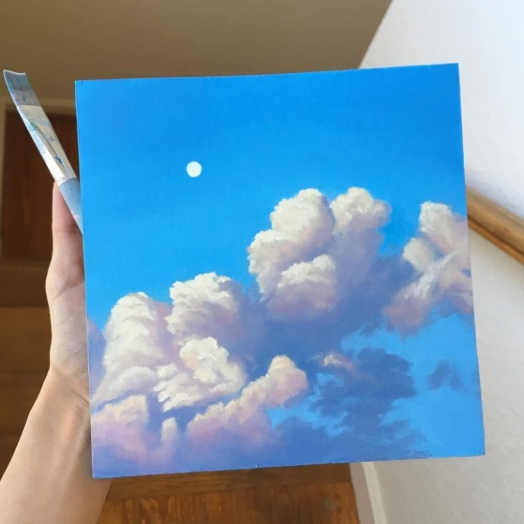 Как нарисовать облака акрилом