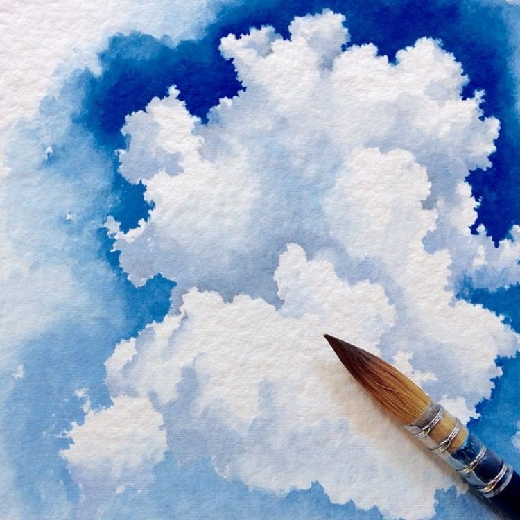 Как нарисовать облака акварелью